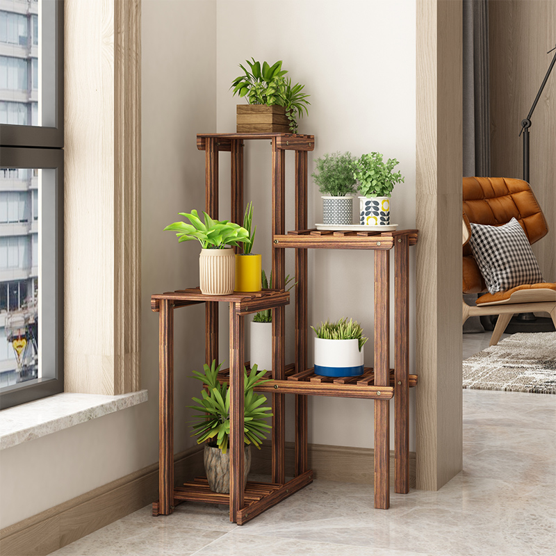 Turned-corner flower rack solid wood living room balcony ...