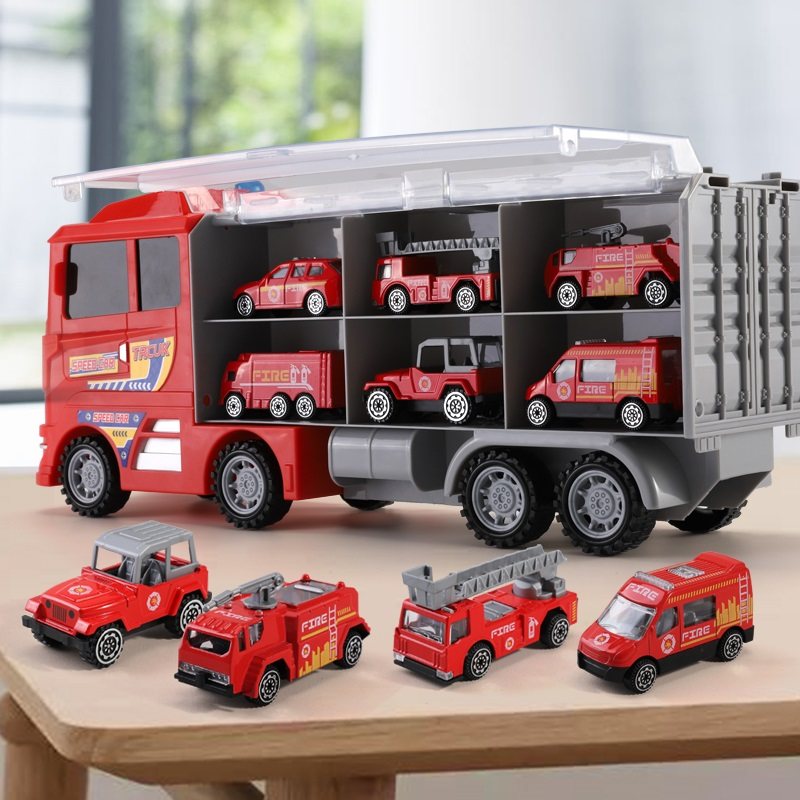 Children's toy car fire truck Small car suit all types of car models 5 Puzzle Multifunction Mobile Brain 3-4-6-year-old boy