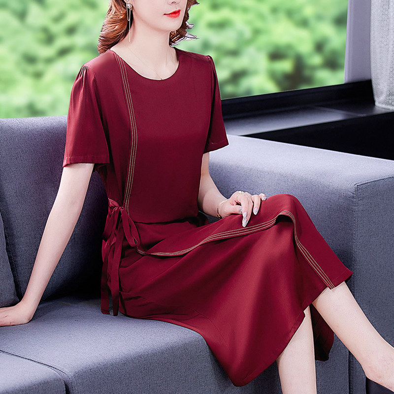 Broadwife Acetate Foreign Dress Superior Sensical summer 2022 The new Guido's high-end foreign pie mom is big size