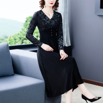 Golden Velvet Dress Dress Woman 2022 Dont make new Guido High-end Foreign Temperament Famous and Noble Four 50