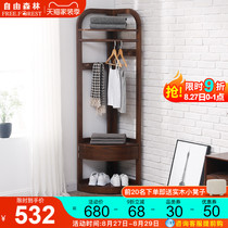  Solid wood hanger Floor-to-ceiling bedroom corner hanger Living room coat rack Household Nordic simple modern multi-function rack