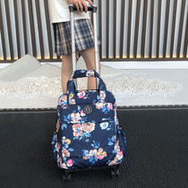 Girls pull rod backpack universal wheel student backpack men's and women's luggage foldable boarding box light suitcase