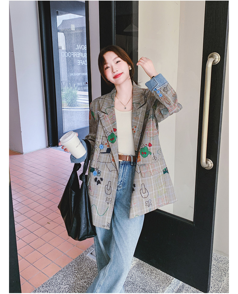 Цветной осенний дизайнерский пиджак классического кроя, тренд сезона, оверсайз 