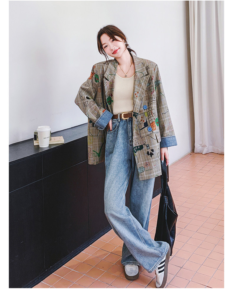 Цветной осенний дизайнерский пиджак классического кроя, тренд сезона, оверсайз 