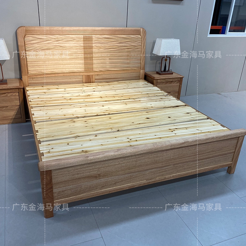 Red Walnut Wood 1.5m High Box Drawer Wedding Bed Modern Light Luxury Master Bedroom Solid Wood Bed 1.8m Partitioned Storage Double Bed