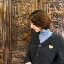 Autumn and winter New wool knitted cardigan womens lazy wind thin sweater wear v collar tide brand loose coat top