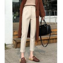 Wool harem pants womens 2022 spring and autumn new high waist straight suit pants loose pencil pants radish casual trousers