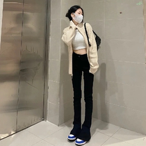 Micro Horn Black Jeans Women Spring New Casual High Waist Display Slim Horseshoe Trousers Elastic Body Mopping Long Pants