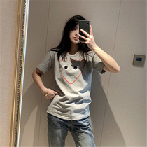Charm champion Japanese Tide brand short sleeve star with hollow love half sleeve autumn cotton loose white T-shirt female