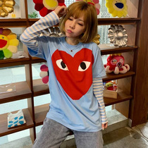 Charm champion 2021 autumn new short sleeve big love wave point loose cotton couple red T-shirt women tide ins