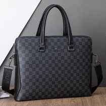 Pufan kangaroo mens handbag horizontal PVC briefcase mens business fashion retro double-layer file computer bag