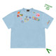 Fog City Memory 비충돌 셔츠 손으로 그린 ​​낙서 접합 디자인 틈새 남성과 여성 커플 착용 다용도 반팔 티셔츠