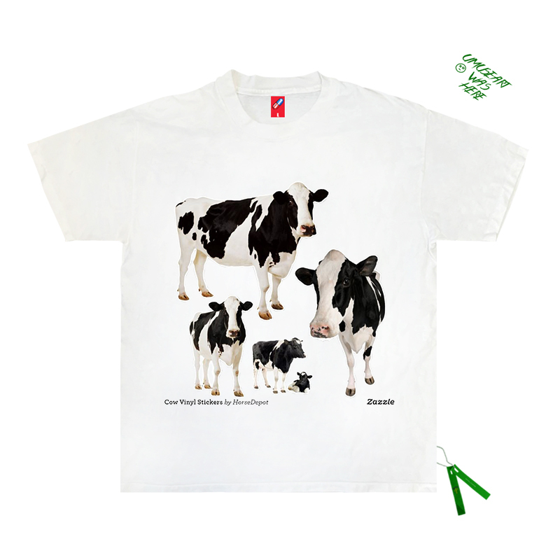 Little Cow, Realistic Design, Interesting Artistic Style, Old-School Outfit, Men and Women Couple Fog Short-Sleeved T-Shirt