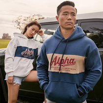 AlphaGym Plus Suede Color Retro Couple Necropolis American Trend Splicing with cap autumn and winter men and women in the same cap shirt