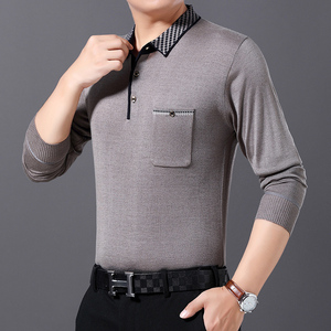 秋季男士棉质长袖t恤商务休闲polo衫