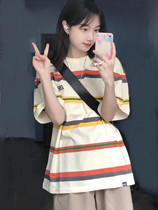 Port Wind Pure Cotton Sports Suit Women Summer Students Han Edition Loose Casual Striped Short Sleeves T-shirt Shorts Two Sets