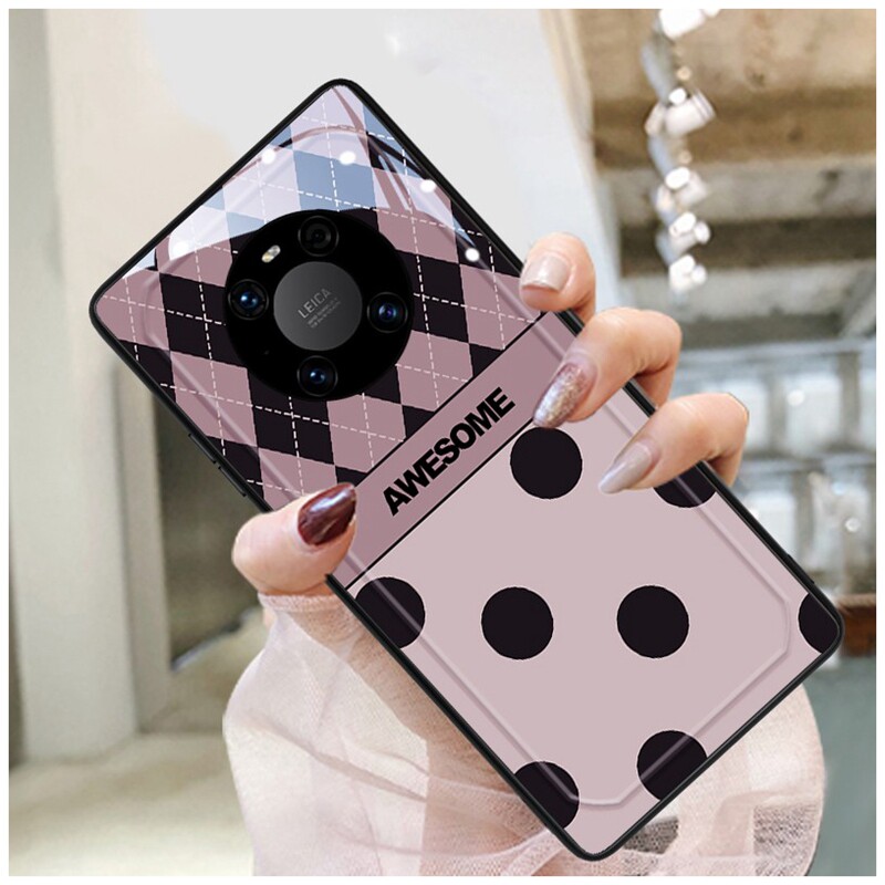 Retro Wave Points Apply Huawei mate40pro Glass Mobile Phone Protection Shell New mate40E Anti-Fall Protection Shell Woman