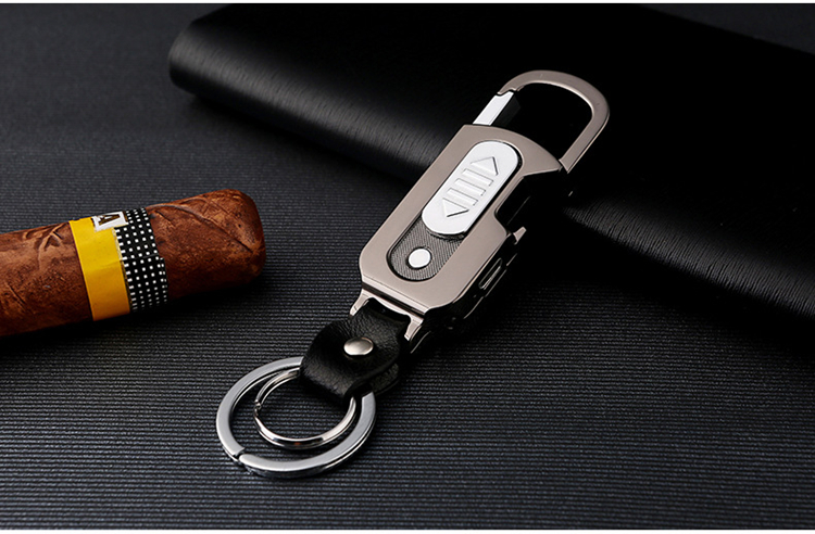 Móc khóa đa chức năng sạc nhẹ hơn nam usb điện tử thuốc lá gió nhẹ với bia mở chữ giả - Bật lửa bật lửa bic