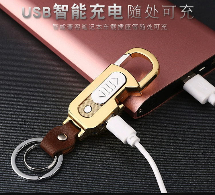Móc khóa đa chức năng sạc nhẹ hơn nam usb điện tử thuốc lá gió nhẹ với bia mở chữ giả - Bật lửa quẹt khò