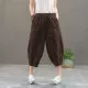 Mùa hè mỏng cotton và chất liệu vải lanh quần harem giải trí là quần củ cải mỏng cotton và quần linen nữ lỏng lẻo cắt quần - Quần Harem