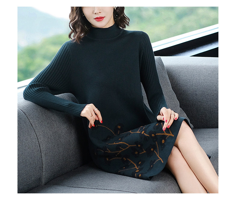 Шерстяное платье, длинное трикотажное платье, свитер, в западном стиле, средней длины, для среднего возраста 例韵 