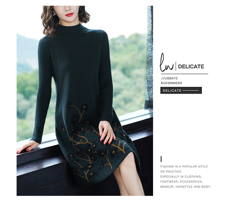 Шерстяное платье, длинное трикотажное платье, свитер, в западном стиле, средней длины, для среднего возраста 例韵 