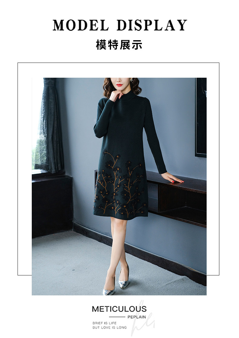 Шерстяное платье, длинное трикотажное платье, свитер, в западном стиле, средней длины, для среднего возраста 例韵 