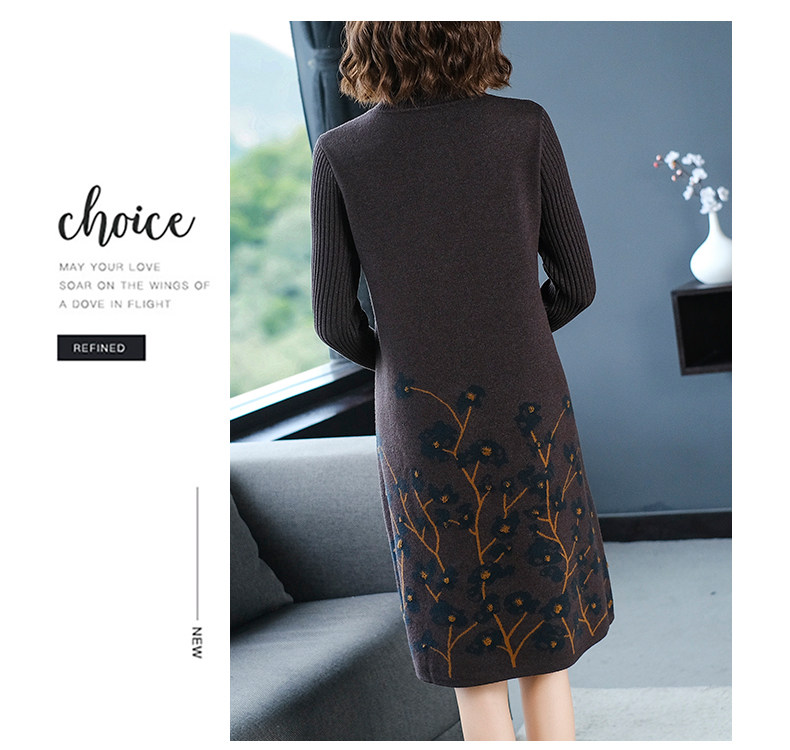 Шерстяное платье, длинное трикотажное платье, свитер, в западном стиле, средней длины, для среднего возраста 例韵 