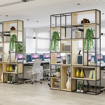 Iron floor solid wood multi-layer bookshelf living room partition display stand office cabinet rack modern minimalist