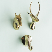 Nordic ins light luxury golden black animal deer head and antlers entrance creative wall decoration coat and hat hooks for hanging clothes