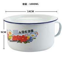 New Real Steel old-fashioned nostalgic enamel cup instant noodle bowl student canteen lunch box with lid fast food Cup iron porcelain