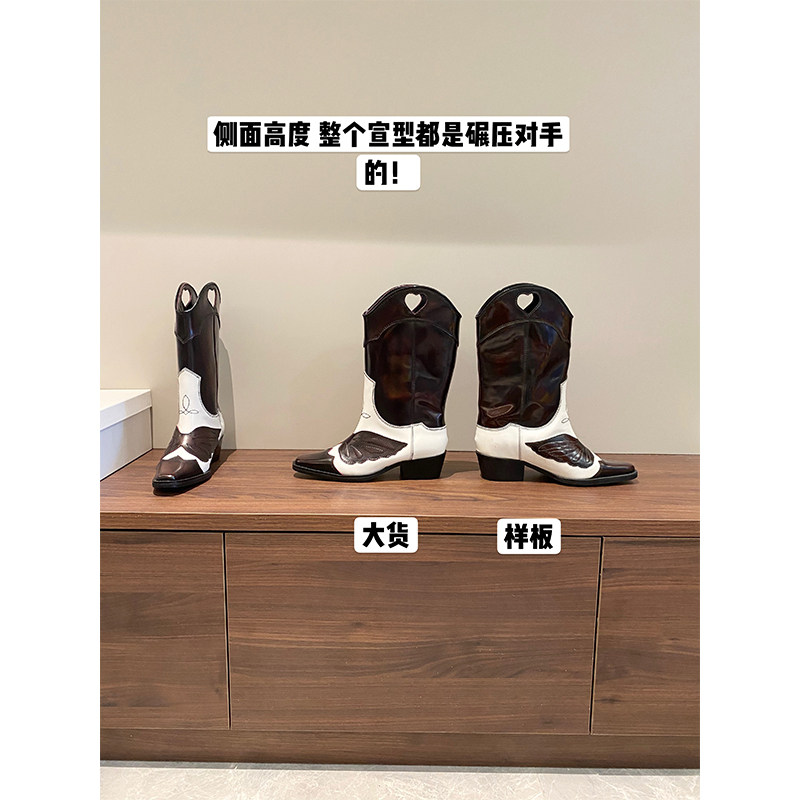 8 25 Autumn and winter also want to be hot girl handmade custom western boots cowboy boots middle tube