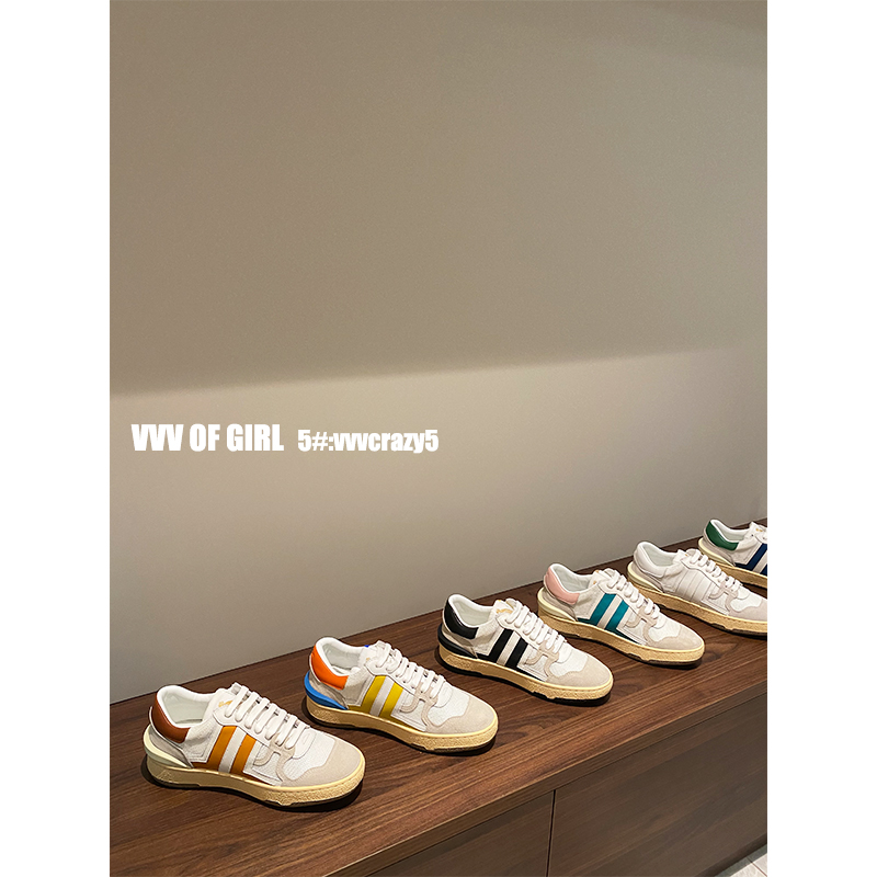 VVV OF GIRL eyes closed into couples new small white shoes leather color matching moral training shoes casual sneakers women
