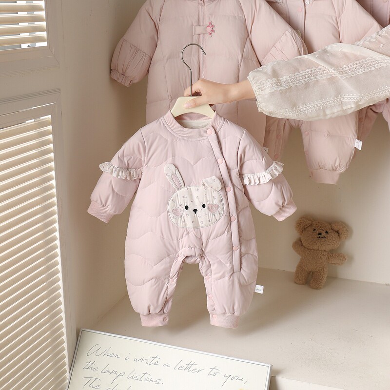 Baby One-Piece down Jacket for Autumn and Winter, Super Cute Winter Outerwear for Girls, Lightweight down Jacket for Toddlers