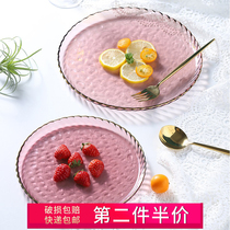 Phnom Penh Glass Plate Home Nordic ins Creative Net Red Modern Fruit Plate Salad Plate Steak Western Plate