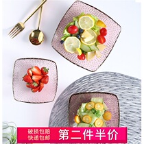 European fruit plate glass salad bowl creative modern simple living room tea table fruit bowl transparent net red fruit basket home