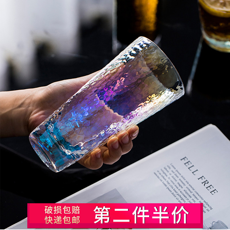 Water glass suit Home Ins cups Color hammer Juice Cups Mesh Red Glass Cups Large Capacity Teacup Wine Glasses