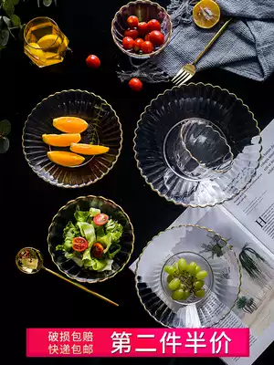 European-style fruit plate glass salad bowl creative modern simple living room coffee table fruit basin transparent large fruit basket household