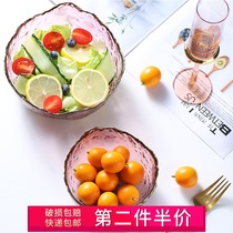 Hammer mesh glass fruit plate living room coffee table household Crystal salad bowl Nordic style creative modern fruit Basin