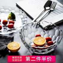 Creative glass salad bowl transparent thick dessert bowl home simple fruit plate crystal bowl dried fruit Basin