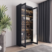 Simple modern small wine cabinet Living room wall TV side cabinet Nordic glass door with light wine cabinet Restaurant wine cabinet customization