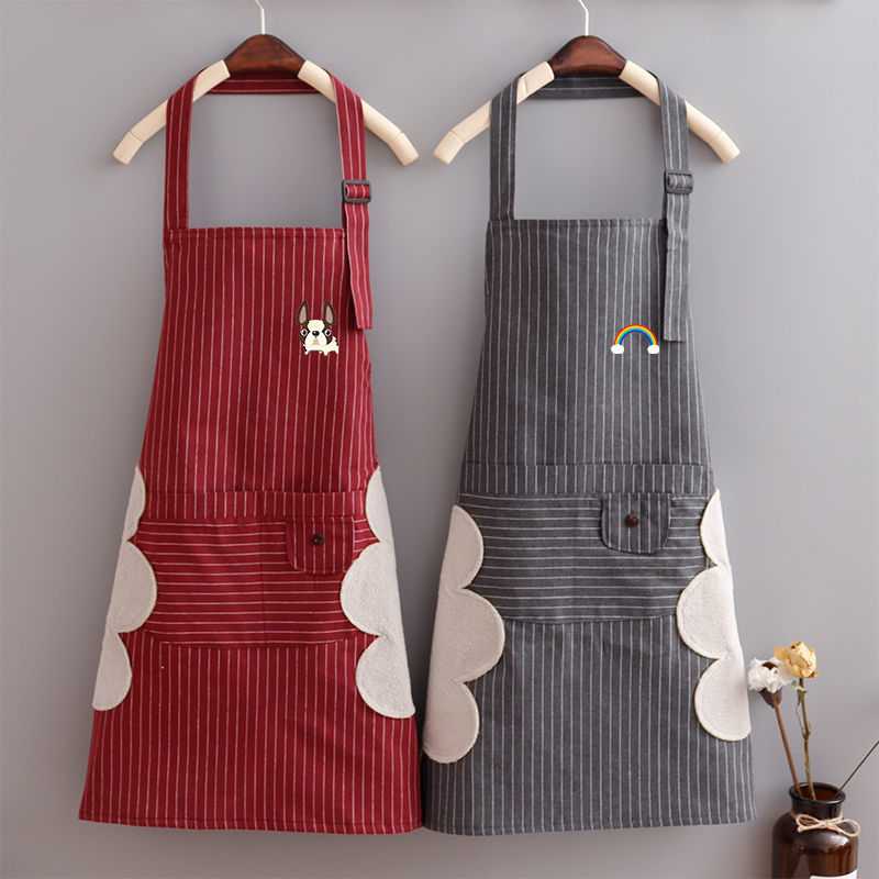 Fashion Pure Cotton Double Waterproof Apron Women's Day Department Cute Home Greaseproof Workwear Dress Hood Male Custom Print
