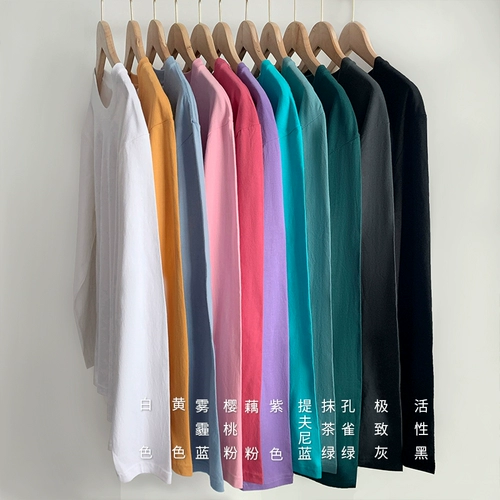 Хлопковая базовая футболка, лонгслив, приятная телу демисезонная рубашка для влюбленных, оверсайз, круглый воротник