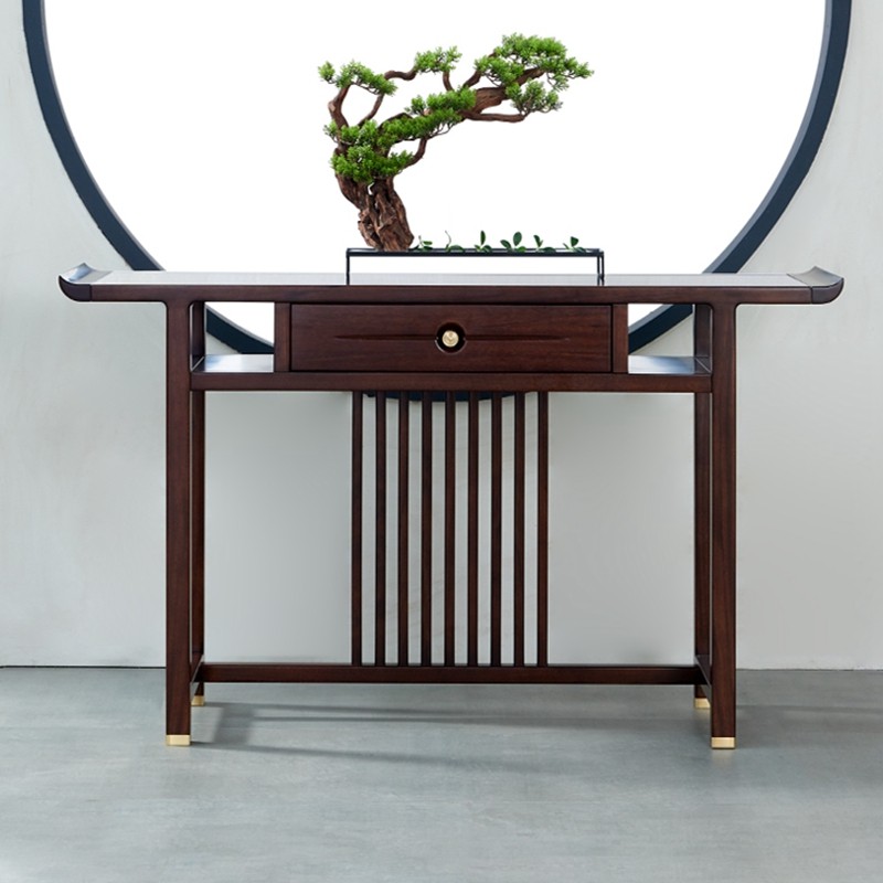 New Chinese Hyun Guan Cabinet Wu Jinmu Zen Living Room Solid Wood Bill Desk Leaning Against Wall Case several for table end View table Xuanguan Table