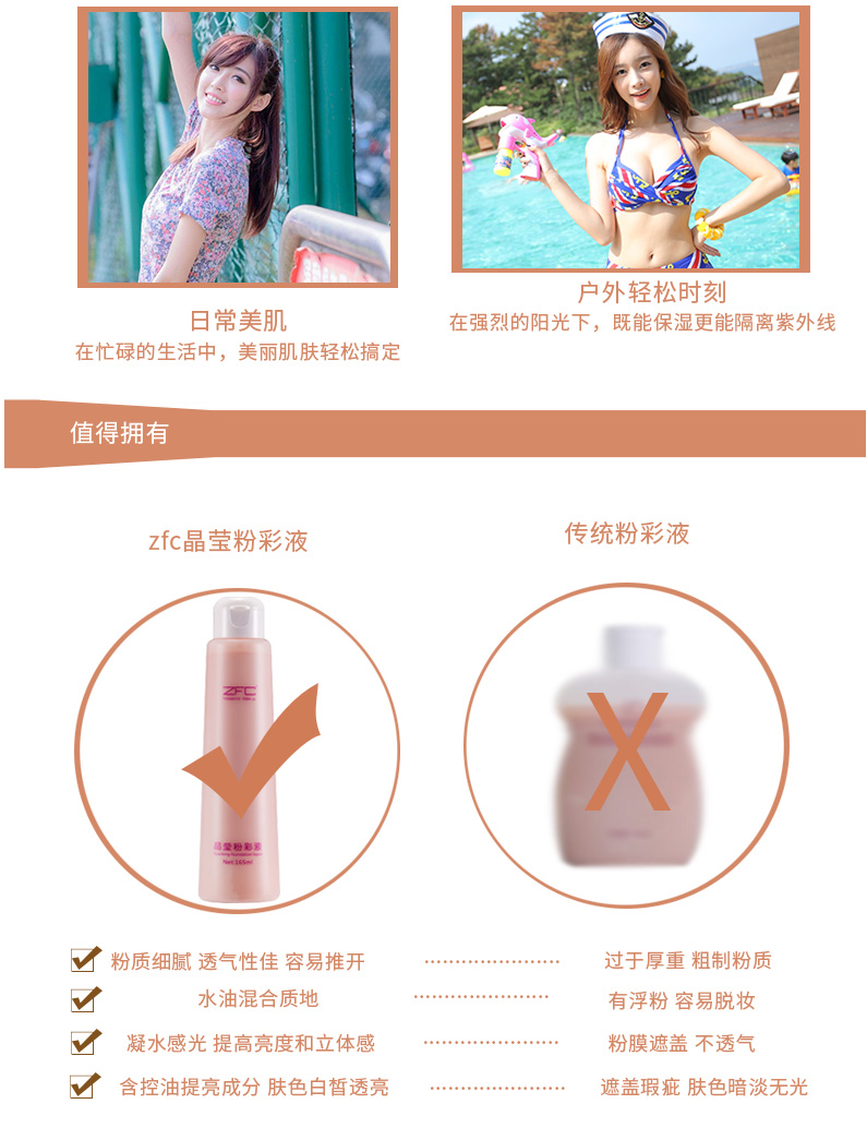 ZFC tinh thể lỏng nền tảng che khuyết điểm kem nền kem nền kem dưỡng ẩm kéo dài nền collagen
