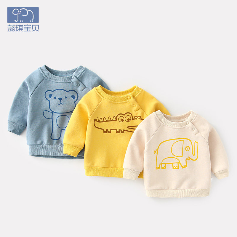 Baby sweater autumn and winter plus velvet children's tops boy children's clothing one-year-old baby clothes winter thickened children's spring clothing