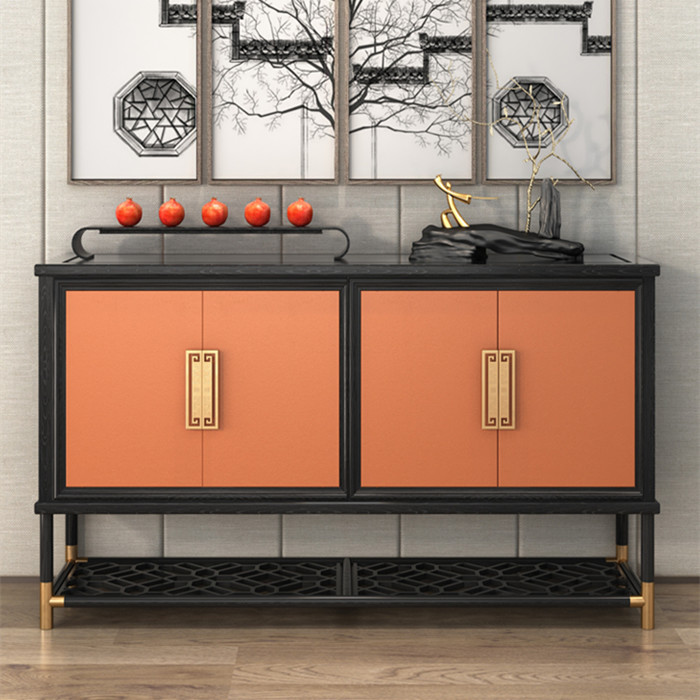 New Chinese style solid wood sideboard entrance hall entry light luxury entrance cabinet modern living room wall partition storage cabinet side cabinet