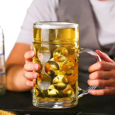 Beer mug thickened heat-resistant tea cup large-scale beer cup bar KTV commercial large-capacity glass with handlebar