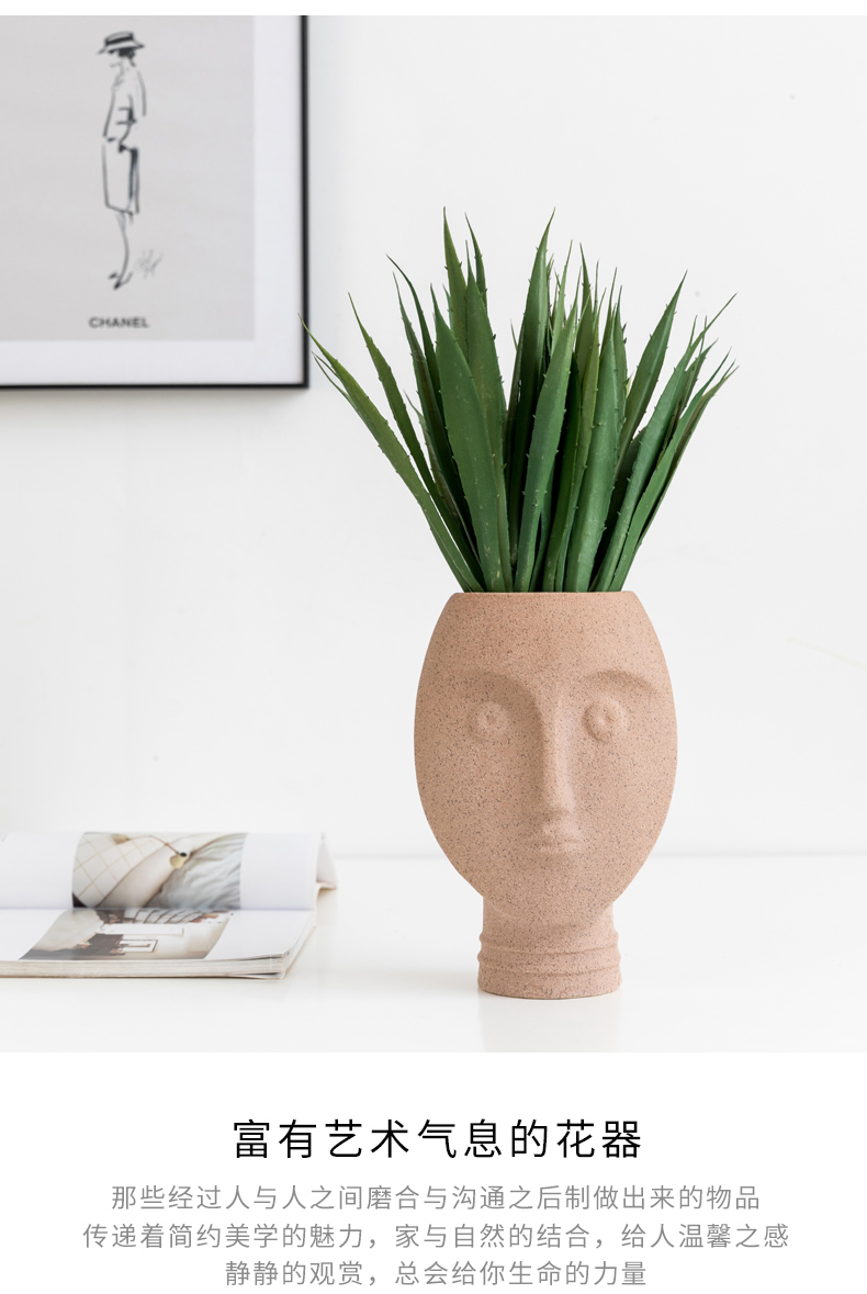 Ins the modern vase creative home furnishing articles sitting room flower arrangement art face ceramic flower decoration decoration