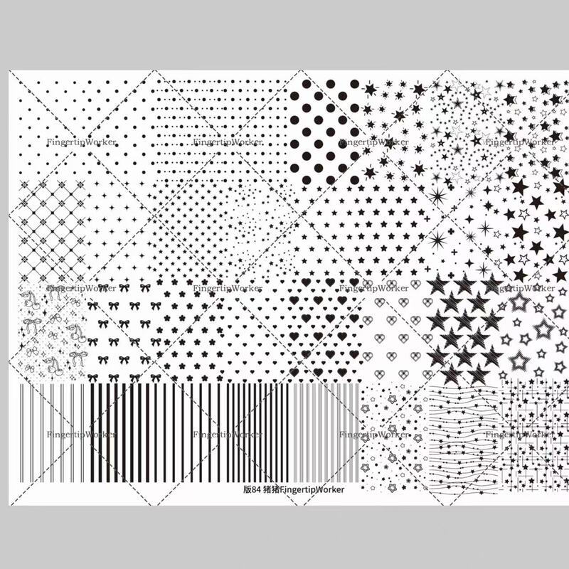 In Stock, Genuine Product with Free Shipping: Piggy No. 84 Popular Polka Dot, Heart, and Striped Background Nail Art Stamping Plate/Steel Plate